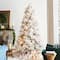 Glitzhome® 7.5ft Pre-Lit Flocked Full Pine Artificial Christmas Tree, Warm White LED Lights